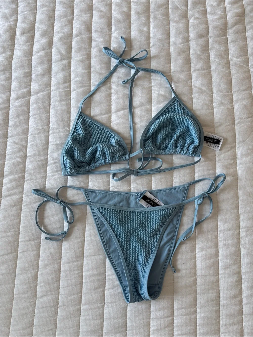 J. Crew Powder Blue Textured Triangle Bikini